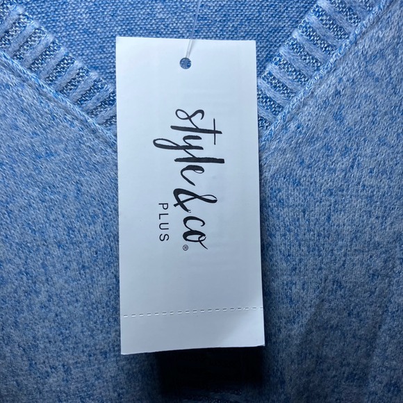 Style & Co Relaxed Blue Tie-Front Sweater, V-Neck Knit Top 2X NWT - Picture 7 of 13